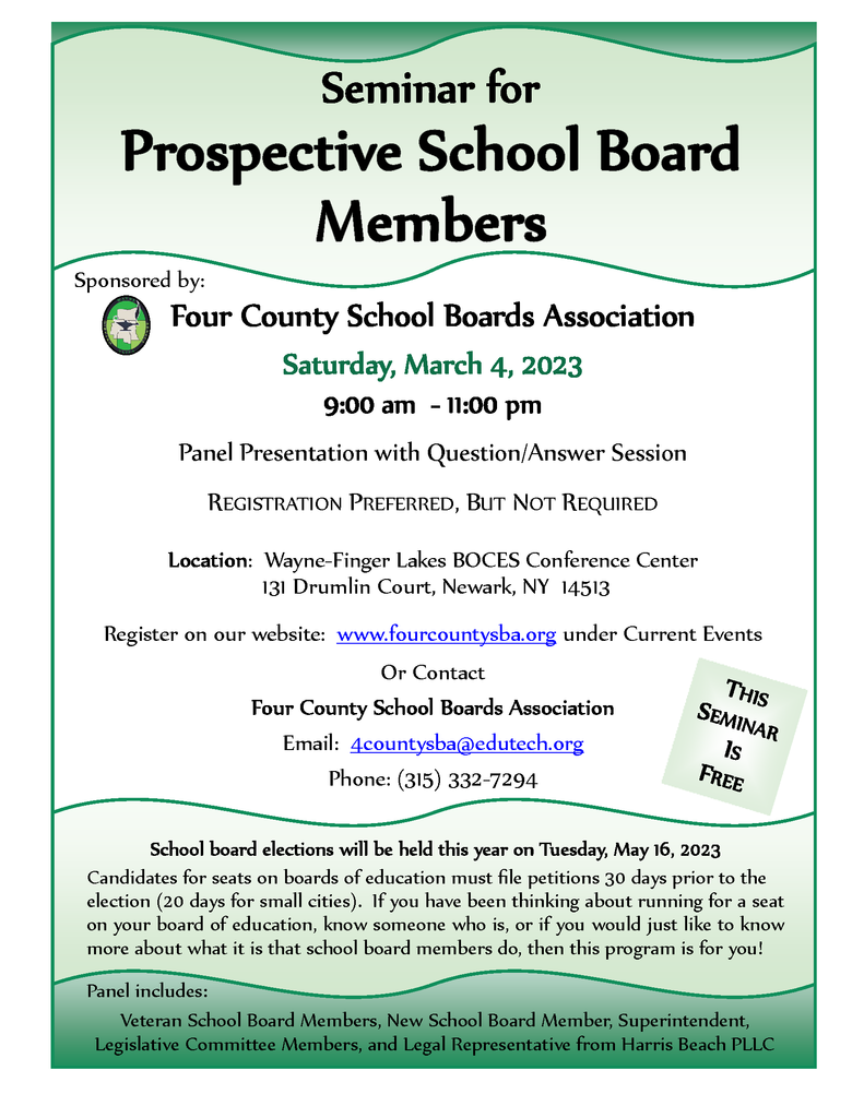 Poster for Seminar for Perspective school board members
